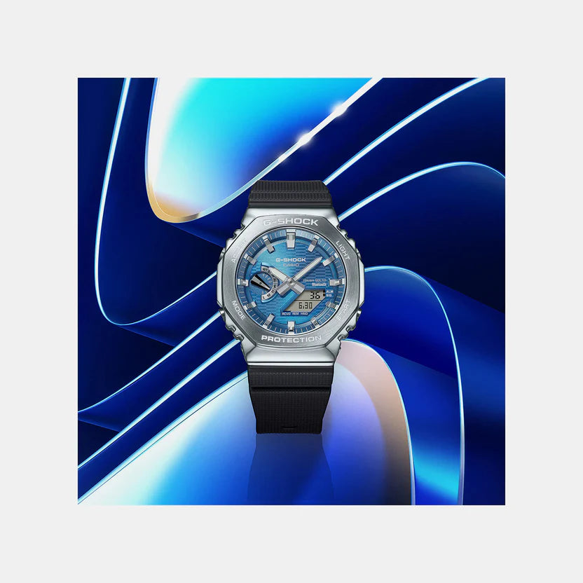 Casio G-Shock Men Quartz Blue Dial Analog-Digital Resin Watch G1734 GBM-2100A-2BDR