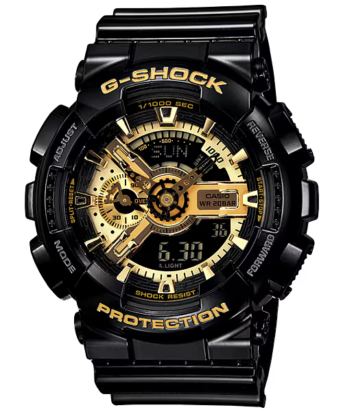 Casio G-Shock GA-110GB-1ADR Black & Gold Analog-Digital Dial Black Resin Strap Men's Watch Shock and 200M Water Resistant G339