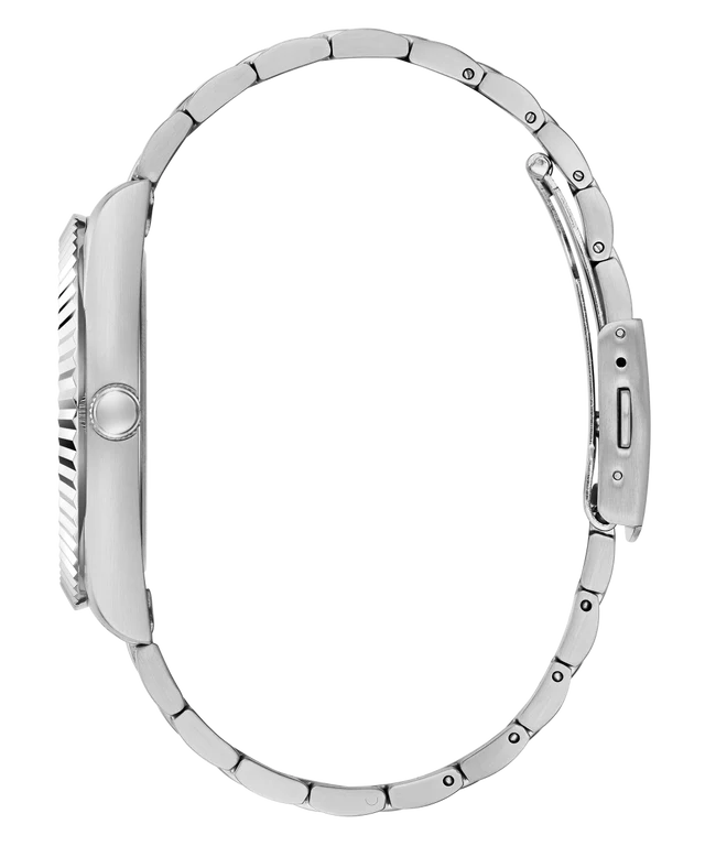 GUESS Stainless Steel Analog Men's Black Dial Silver Band Watch-Gw0265G1