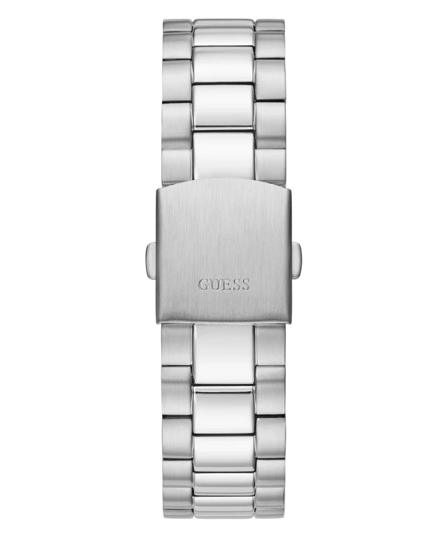 GUESS Stainless Steel Analog Men's Black Dial Silver Band Watch-Gw0265G1