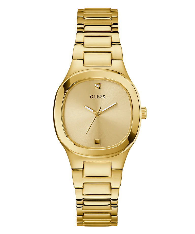 GUESS Women Champagne Square Stainless Steel Dial Analog Watch- GW0615L2