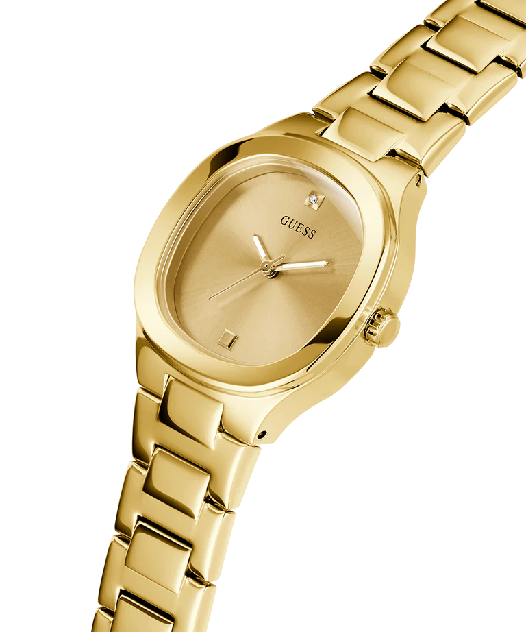 GUESS Women Champagne Square Stainless Steel Dial Analog Watch- GW0615L2