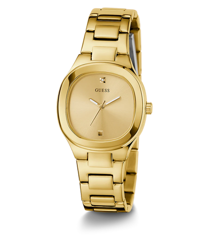 GUESS Women Champagne Square Stainless Steel Dial Analog Watch- GW0615L2