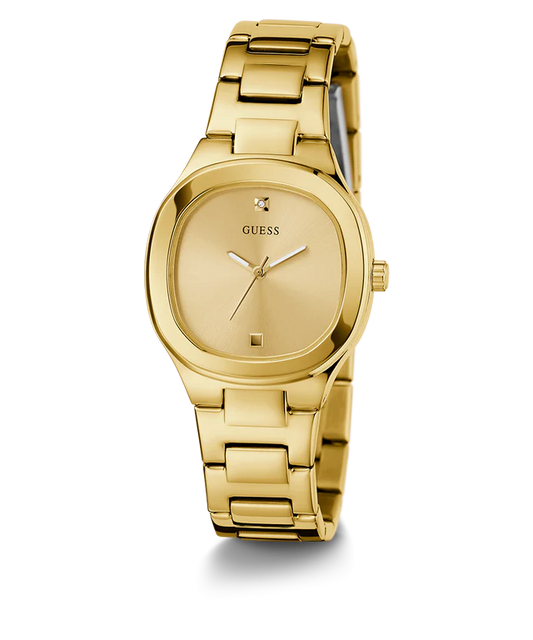 GUESS Women Champagne Square Stainless Steel Dial Analog Watch- GW0615L2