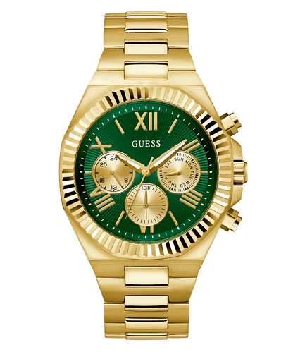 GUESS Men Green Round Dial Analogue Stainless Steel Band Watch- GW0703G2