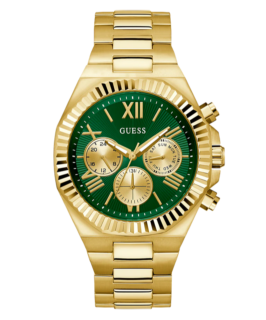 GUESS Men Green Round Dial Analogue Stainless Steel Band Watch- GW0703G2