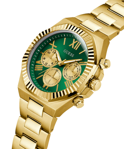 GUESS Men Green Round Dial Analogue Stainless Steel Band Watch- GW0703G2