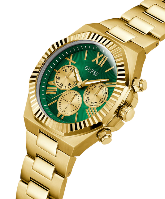 GUESS Men Green Round Dial Analogue Stainless Steel Band Watch- GW0703G2