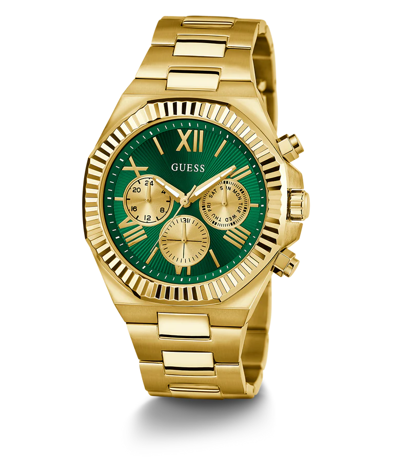 GUESS Men Green Round Dial Analogue Stainless Steel Band Watch- GW0703G2