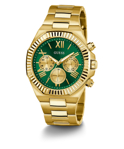 GUESS Men Green Round Dial Analogue Stainless Steel Band Watch- GW0703G2