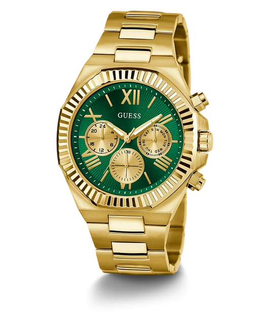GUESS Men Green Round Dial Analogue Stainless Steel Band Watch- GW0703G2