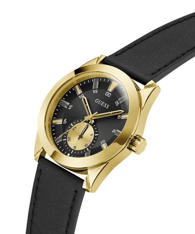 Guess Leather Analog Black Dial Men's Watch-Gw0793G2
