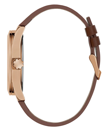 GUESS Grayson Analog Watch for Man with Grey Round Dial & Brown Leather Strap Band Water Resistant Men's Wrist Watches - GW0793G3