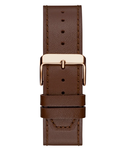 GUESS Grayson Analog Watch for Man with Grey Round Dial & Brown Leather Strap Band Water Resistant Men's Wrist Watches - GW0793G3