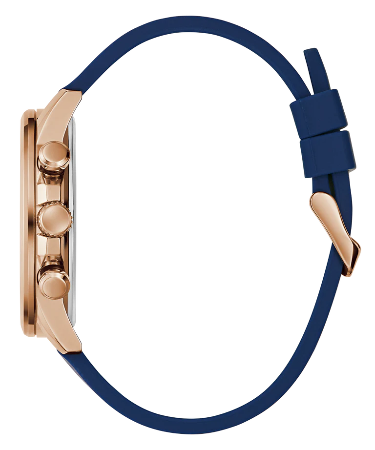 GUESS Mens Blue Rose Gold Tone Multi-function Watch GW0913G1