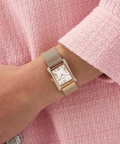 GUESS Rectangle 23mm White Dial Analog Women Watch - GW0997L3