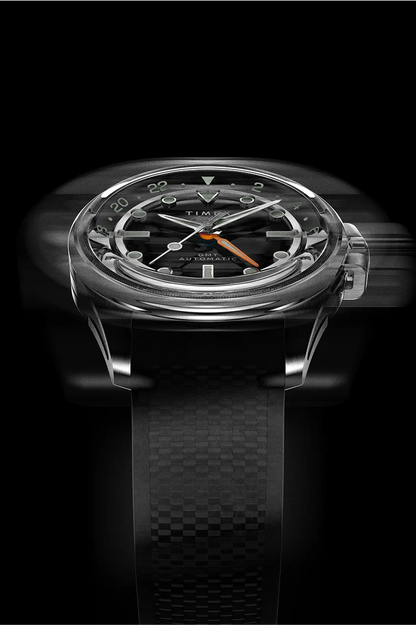 Timex Atelier GMT24 M1a  Atelier Sport GMT Auto 40mm - Black Syn Rubber Strap Black Dial