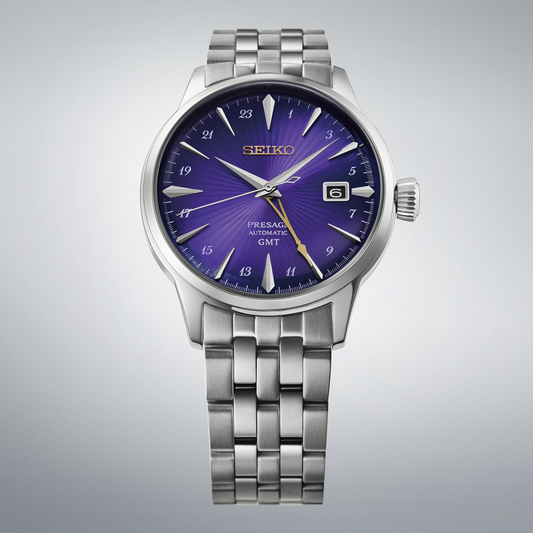Presage Cocktail Time 145th Anniversary Limited Edition EDO Purple Men Automatic Purple Dial Analog Stainless Steel Watch HCB006J1