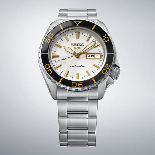 5 Sports Men Automatic White Dial Analog Stainless Steel Watch HDB004K1