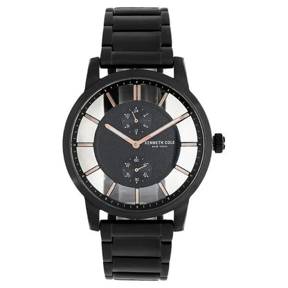 Kenneth Cole Quartz Multifunction Black Dial Stainless Steel Strap Watch for Men nckc50570001mn