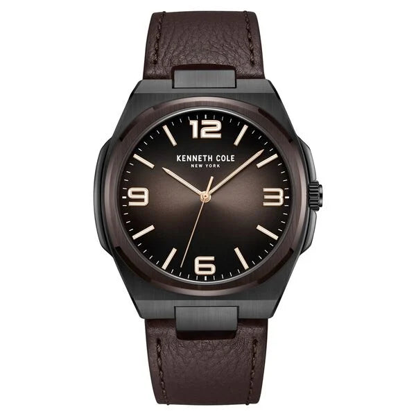 Kenneth Cole Quartz Analog Brown Dial Brown Leather Strap Watch for Men ntkcwga0015203mn