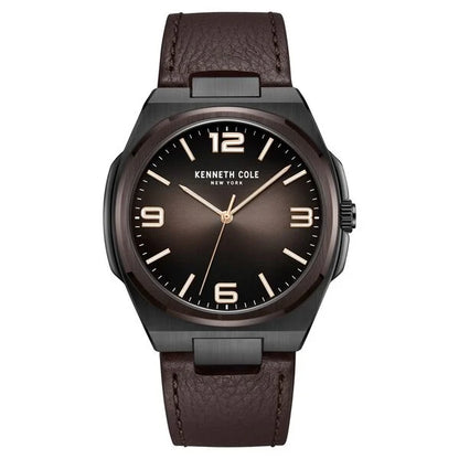 Kenneth Cole Quartz Analog Brown Dial Brown Leather Strap Watch for Men ntkcwga0015203mn
