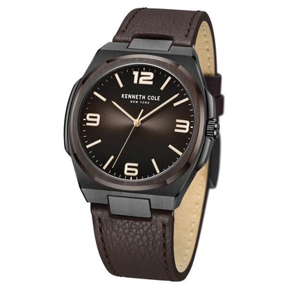 Kenneth Cole Quartz Analog Brown Dial Brown Leather Strap Watch for Men ntkcwga0015203mn