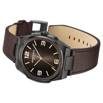 Kenneth Cole Quartz Analog Brown Dial Brown Leather Strap Watch for Men ntkcwga0015203mn