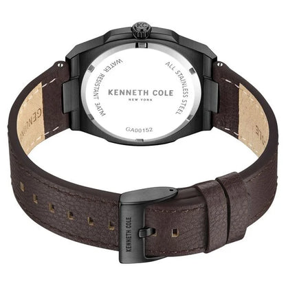Kenneth Cole Quartz Analog Brown Dial Brown Leather Strap Watch for Men ntkcwga0015203mn