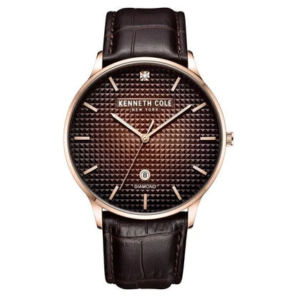 Kenneth Cole Brown Dial Quartz Analog Leather Strap Watch for Men ntkcwgb2233503mn