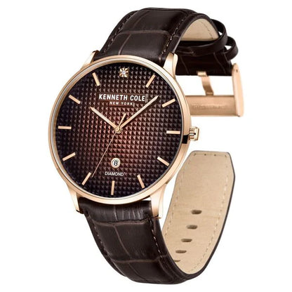 Kenneth Cole Brown Dial Quartz Analog Leather Strap Watch for Men ntkcwgb2233503mn