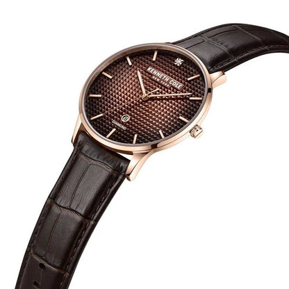 Kenneth Cole Brown Dial Quartz Analog Leather Strap Watch for Men ntkcwgb2233503mn