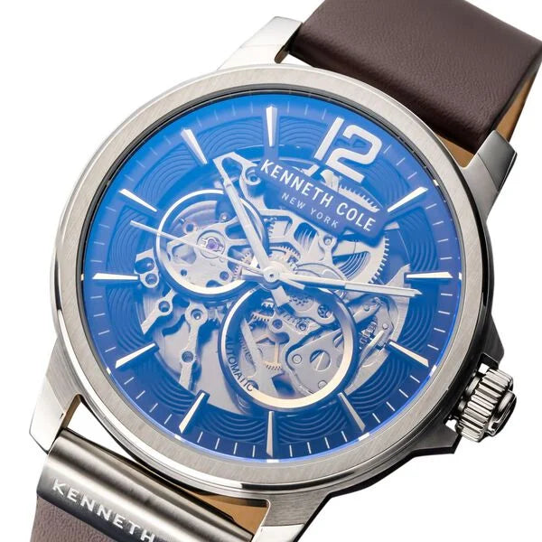 Kenneth Cole Automatic Brown Dial Brown Leather Strap Watch For Men ntkcwgx2124701mn