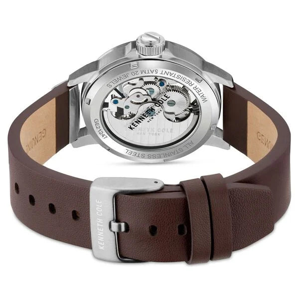 Kenneth Cole Automatic Brown Dial Brown Leather Strap Watch For Men ntkcwgx2124701mn