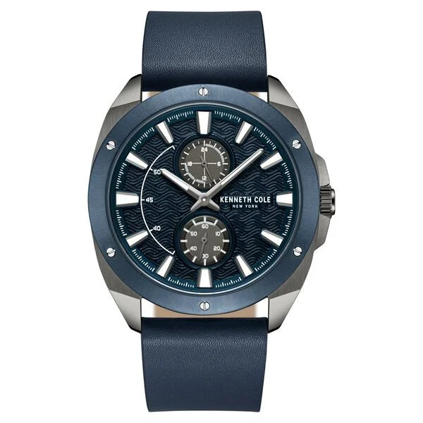 Kenneth Cole Quartz Multifunction Blue Dial Leather Strap Watch for Men ntkcwgf0035601mn