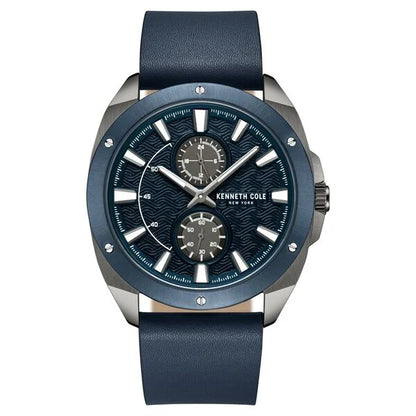 Kenneth Cole Quartz Multifunction Blue Dial Leather Strap Watch for Men ntkcwgf0035601mn