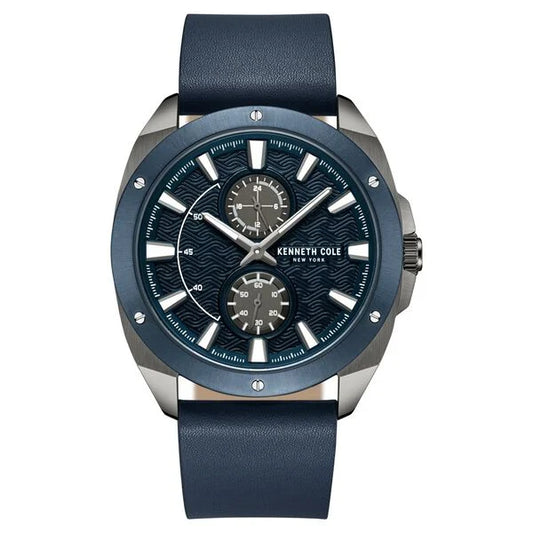 Kenneth Cole Quartz Multifunction Blue Dial Leather Strap Watch for Men ntkcwgf0035601mn