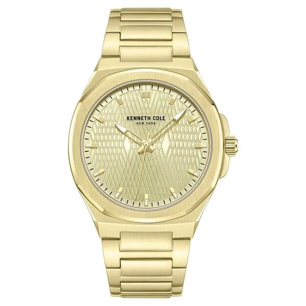 Kenneth Cole Quartz Analog Golden Dial Stainless Steel Strap Watch For Men ntkcwgg0047001mn