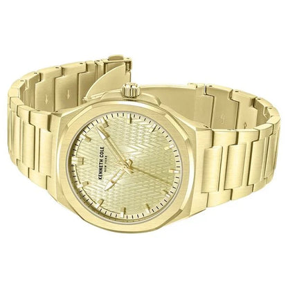 Kenneth Cole Quartz Analog Golden Dial Stainless Steel Strap Watch For Men NTCKWGG0047001MN