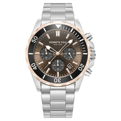 Kenneth Cole Quartz Chronograph Brown dial Metal Strap Watch for Men ntkcwgi0027101mnw