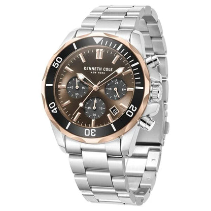 Kenneth Cole Quartz Chronograph Brown dial Metal Strap Watch for Men ntkcwgi0027101mnw