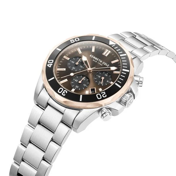 Kenneth Cole Quartz Chronograph Brown dial Metal Strap Watch for Men ntkcwgi0027101mnw