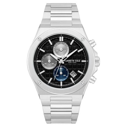 Kenneth Cole Quartz Chronograph Black Dial Silver Stainless Steel Strap Watch For Men kcwgi0100001mnw