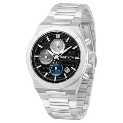 Kenneth Cole Quartz Chronograph Black Dial Silver Stainless Steel Strap Watch For Men kcwgi0100001mnw