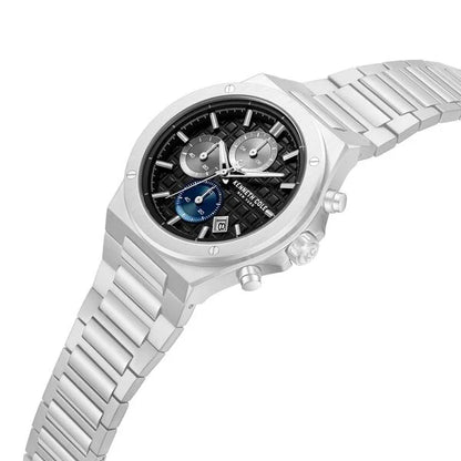 Kenneth Cole Quartz Chronograph Black Dial Silver Stainless Steel Strap Watch For Men kcwgi0100001mnw