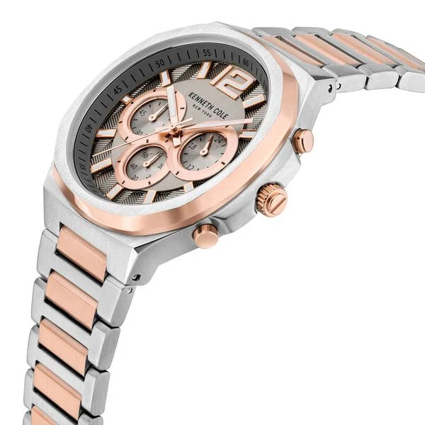 Kenneth Cole Quartz Chronograph Grey Dial Two Toned Stainless Steel Strap Watch For Men ntkcwgi2104902mnw