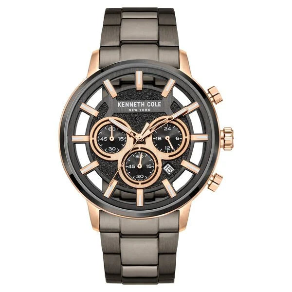 Kenneth Cole Quartz Chronograph Grey Dial Grey Stainless Steel Strap Watch For Men ntkcwgi2105202mn Men's Watch