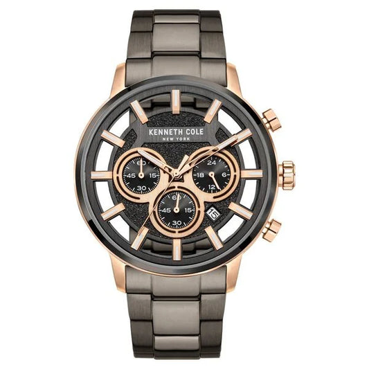 Kenneth Cole Quartz Chronograph Grey Dial Grey Stainless Steel Strap Watch For Men ntkcwgi2105202mn Men's Watch