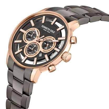 Kenneth Cole Quartz Chronograph Grey Dial Grey Stainless Steel Strap Watch For Men ntkcwgi2105202mn Men's Watch
