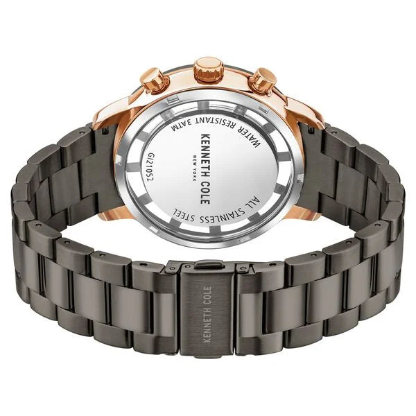 Kenneth Cole Quartz Chronograph Grey Dial Grey Stainless Steel Strap Watch For Men ntkcwgi2105202mn Men's Watch